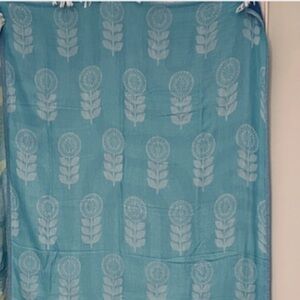 Modern Dahlia in Blues Towel Travel Blanket Wrap FLiPSiDE 2 Side Woven Organic